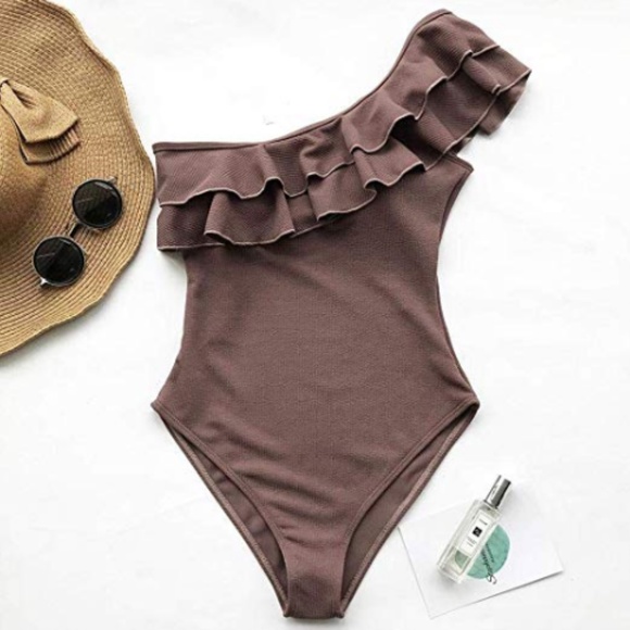 Cupshe Other - Cupshe | One Shoulder Falbala One Piece Swimsuit